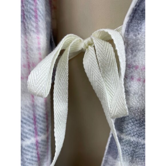 Womens Ralph Lauren Plaid Belted Robe With Pockets Soft Gray & Pink Sz XS - Picture 7 of 10
